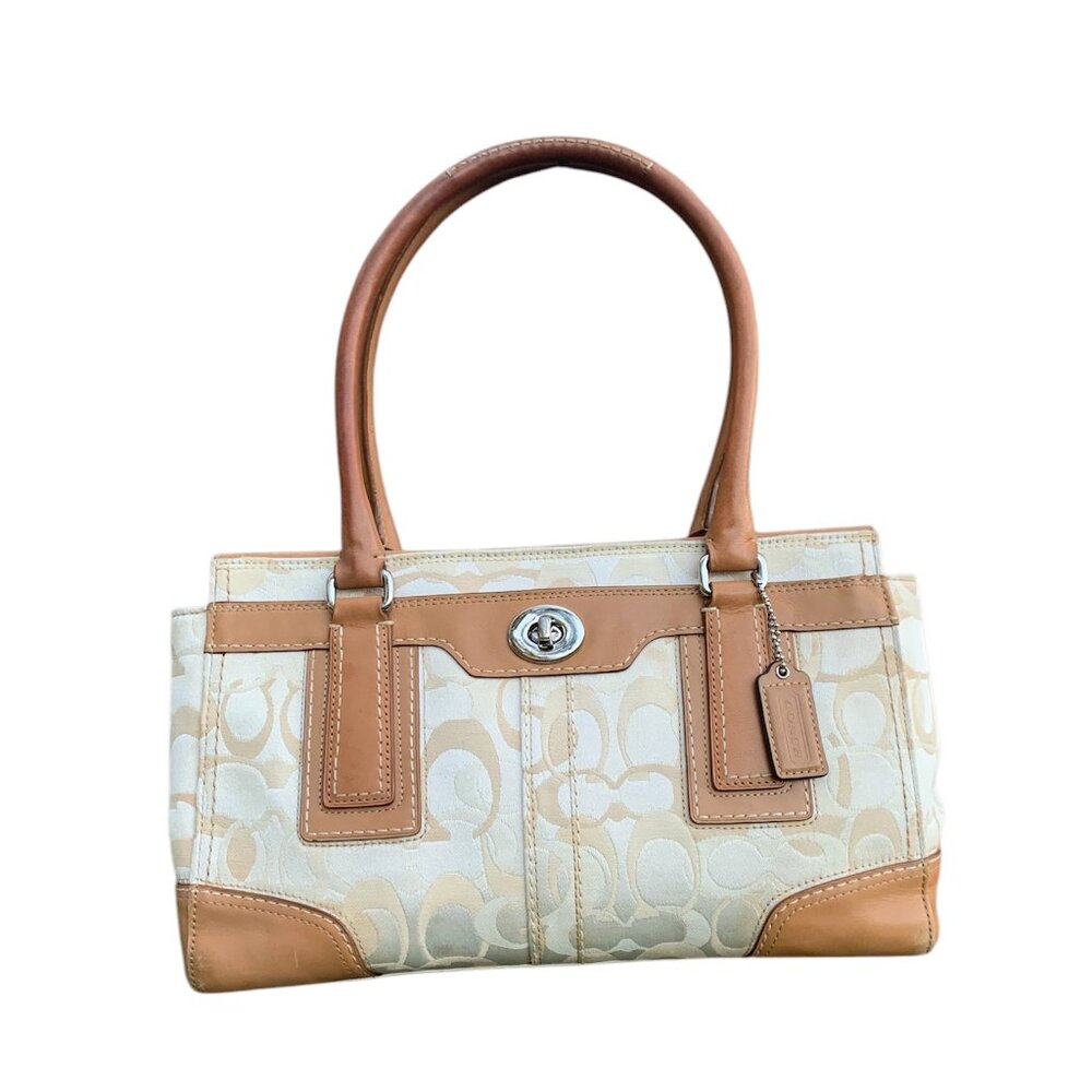 Coach Hampton Vintage Optic Signature Jacquard Cream Leather L0773-11818 Handbag